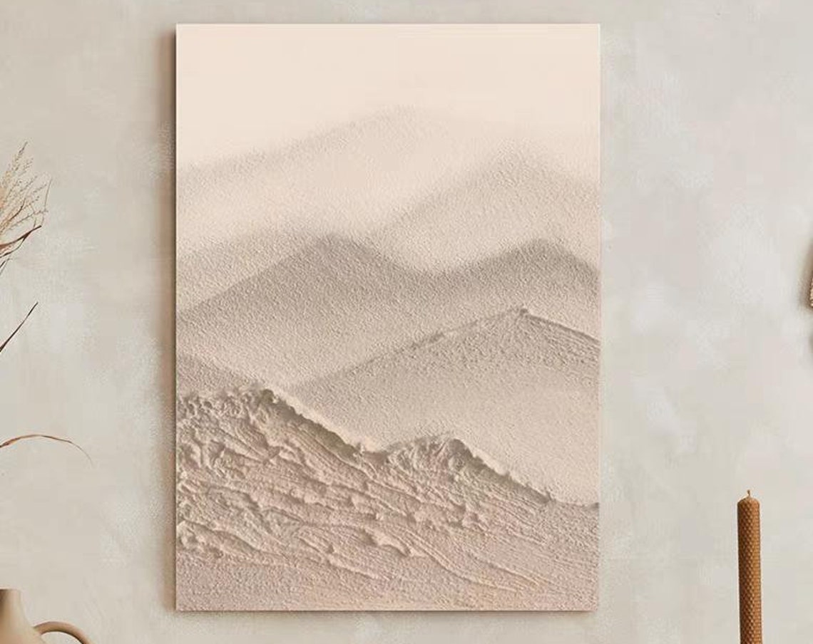 Original Abstract Mountain Oil Painting On Hand Painted Art Gift Modern Living Room Wall Decor Pink Tone Texture Large Wall Art