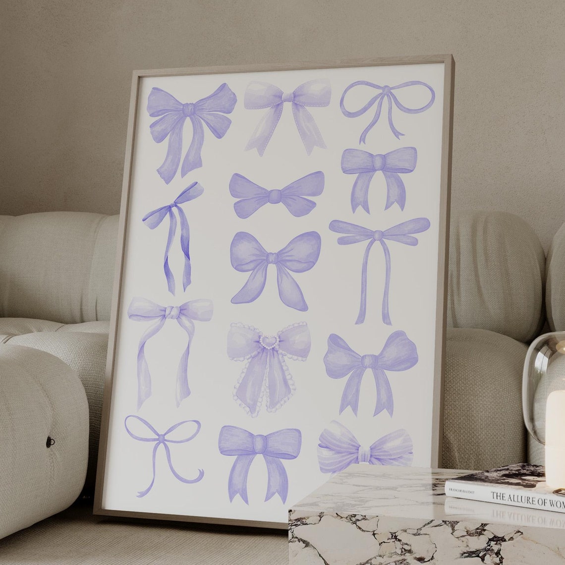 Lavender Watercolour Bow Collection Balletcore Girly Bedroom Poster