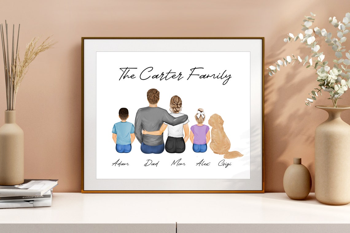 Personalized Guardian Angel Family of Six Custom Portrait Poster - Image 2