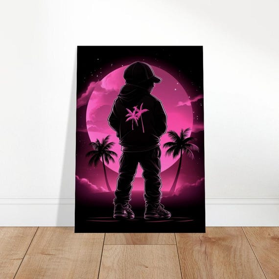 Neon Sunset Palm Dreams Canvas Art Retrofuturistic Wall Decor The Contemporary Collection