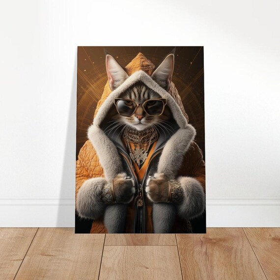 Lynx In Fur Coat Canvas Quirky Animal Fashion Week Wall Art
