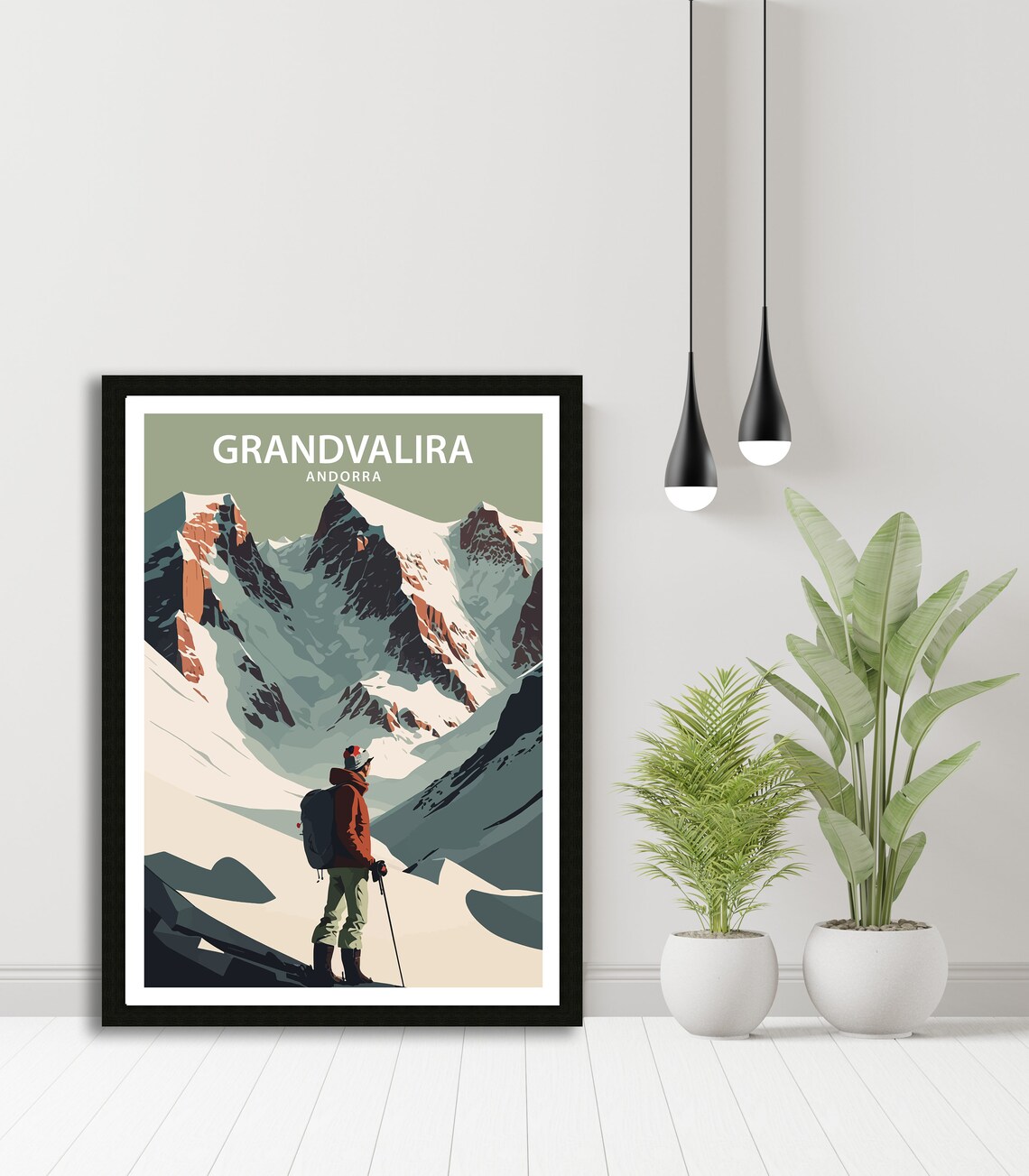 Grandvalira Andorra Hiker Snowy Peaks Pyrenees Travel Poster - Image 4