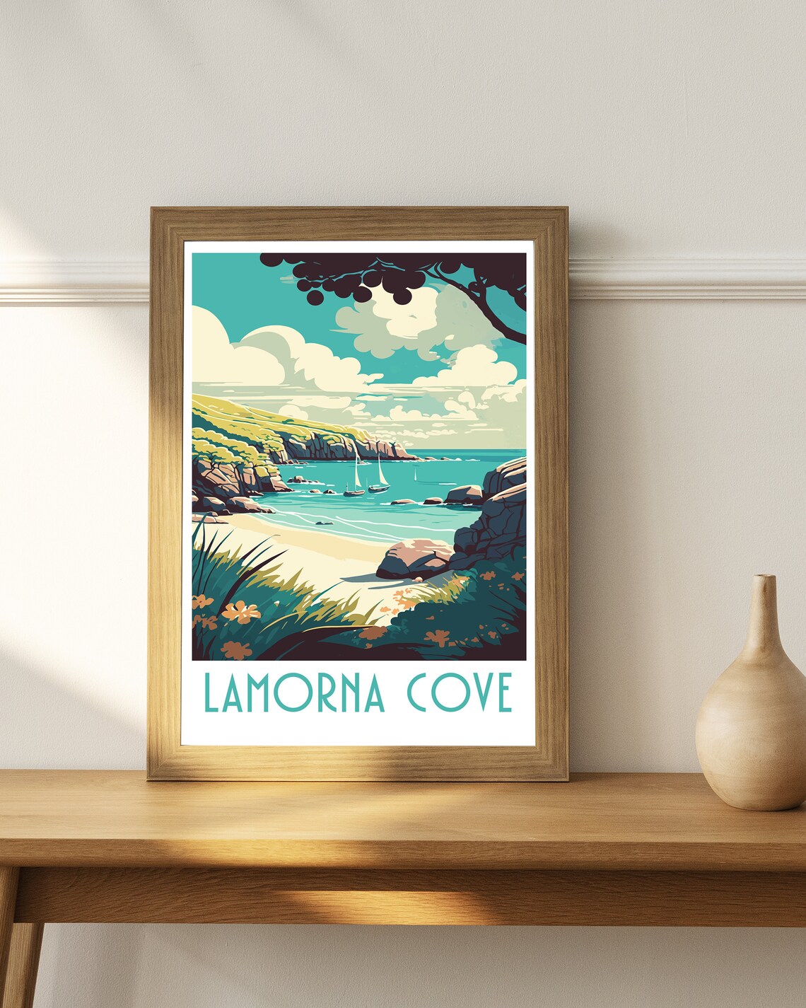 Lamorna Cove Cornwall Sailing Boats Hidden Cove Retro Travel Poster - Image 4