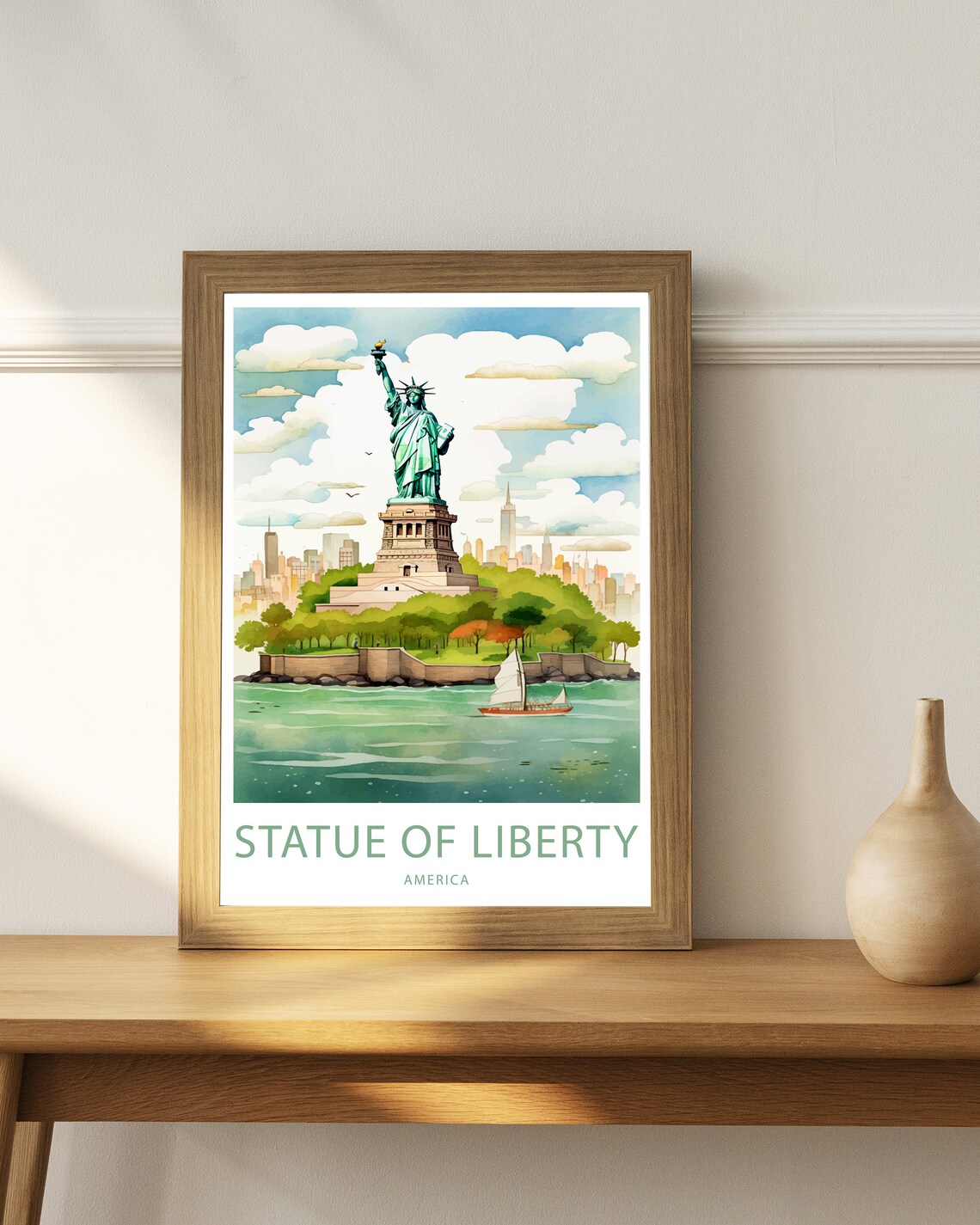 Statue Of Liberty Travel Poster, Landmark Wall Art - Image 3