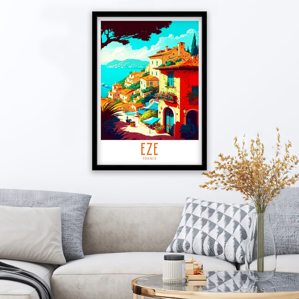 Eze France Hilltop Village Colourful Houses Riviera Travel Poster - Image 4