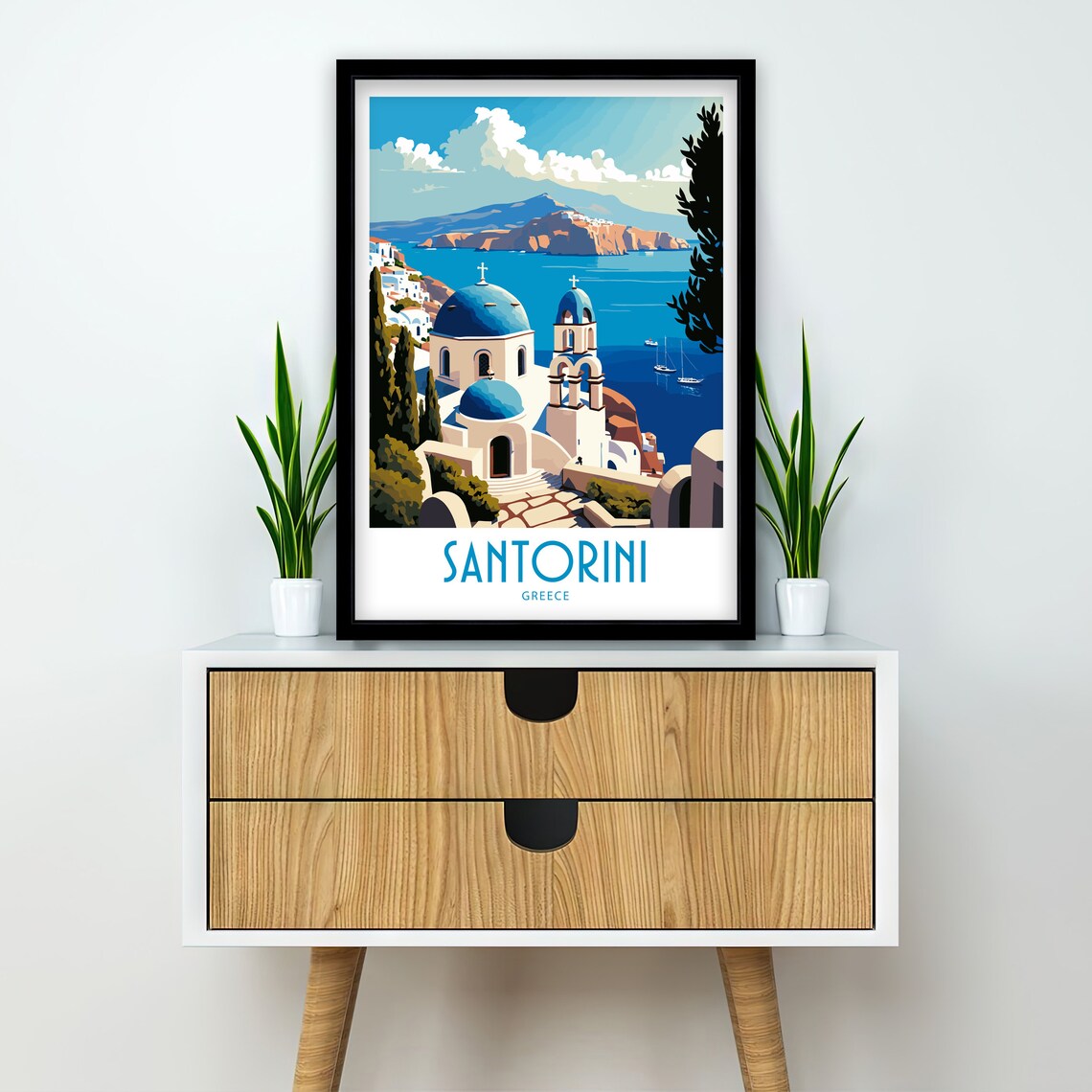 Santorini Greece Travel Poster, Home Decor Art Print - Image 2