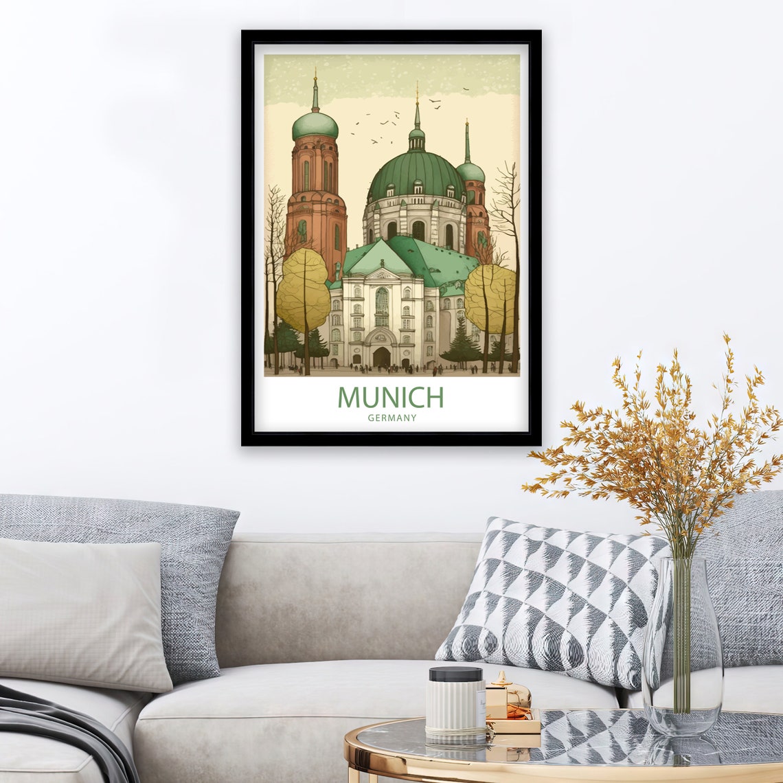 Munich Germany Grand Domed Cathedral Autumn City Travel Poster - Image 2