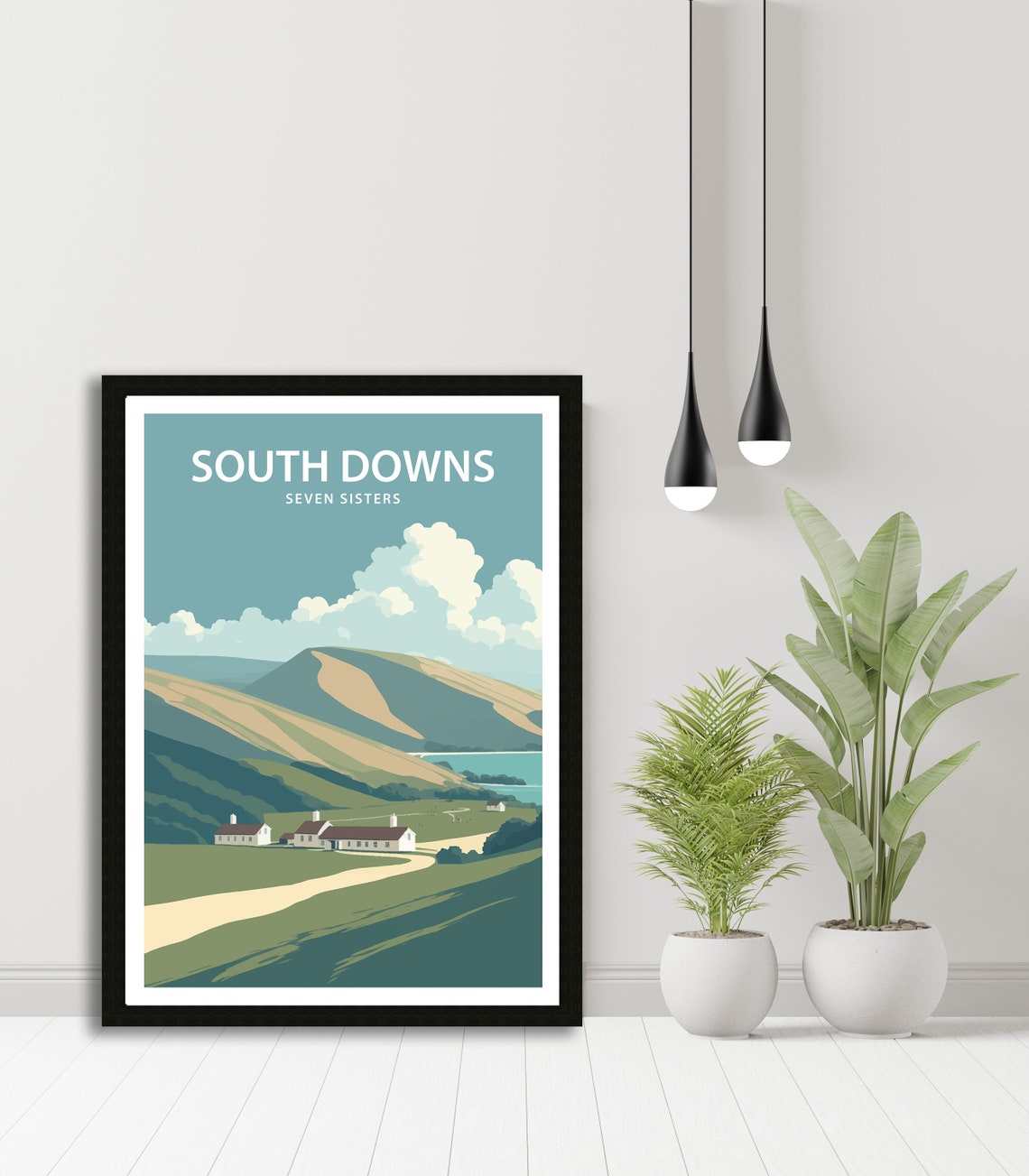 South Downs Seven Sisters English Hills Vintage Travel Poster - Image 3
