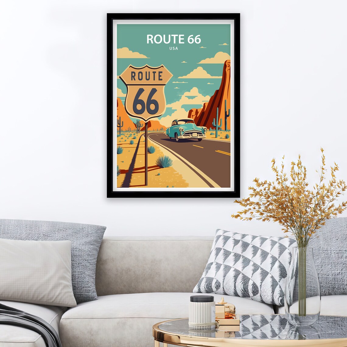 Route 66 Travel Poster, Classic Road Trip Decor - Image 3