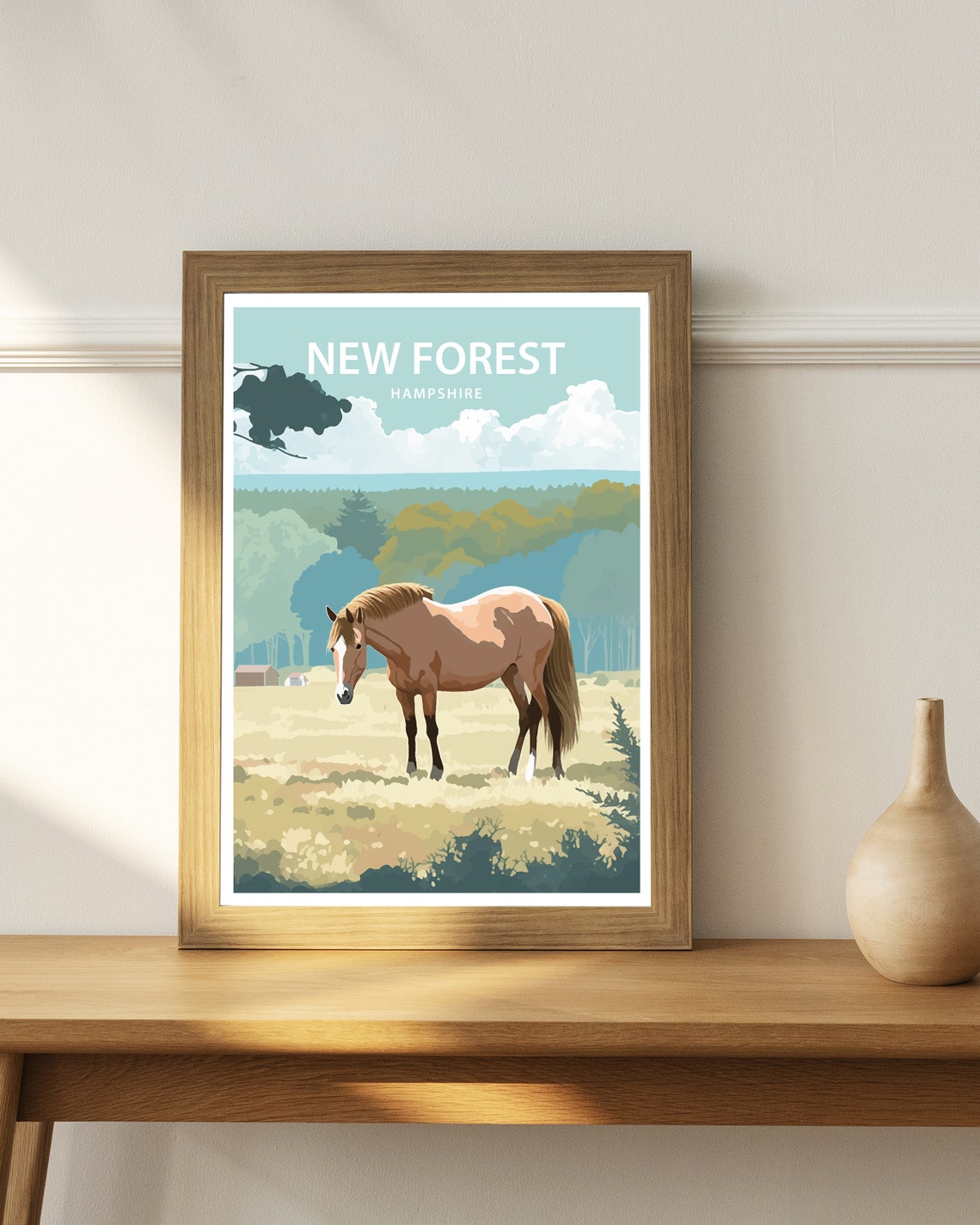 New Forest Hampshire Grazing Pony Rolling Forest Meadow Poster - Image 3