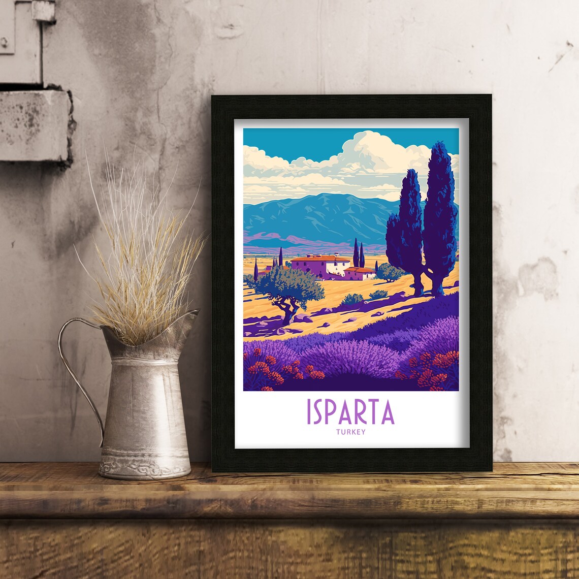 Isparta Turkey Lavender Farm Villa Countryside Vintage Travel Poster - Image 2