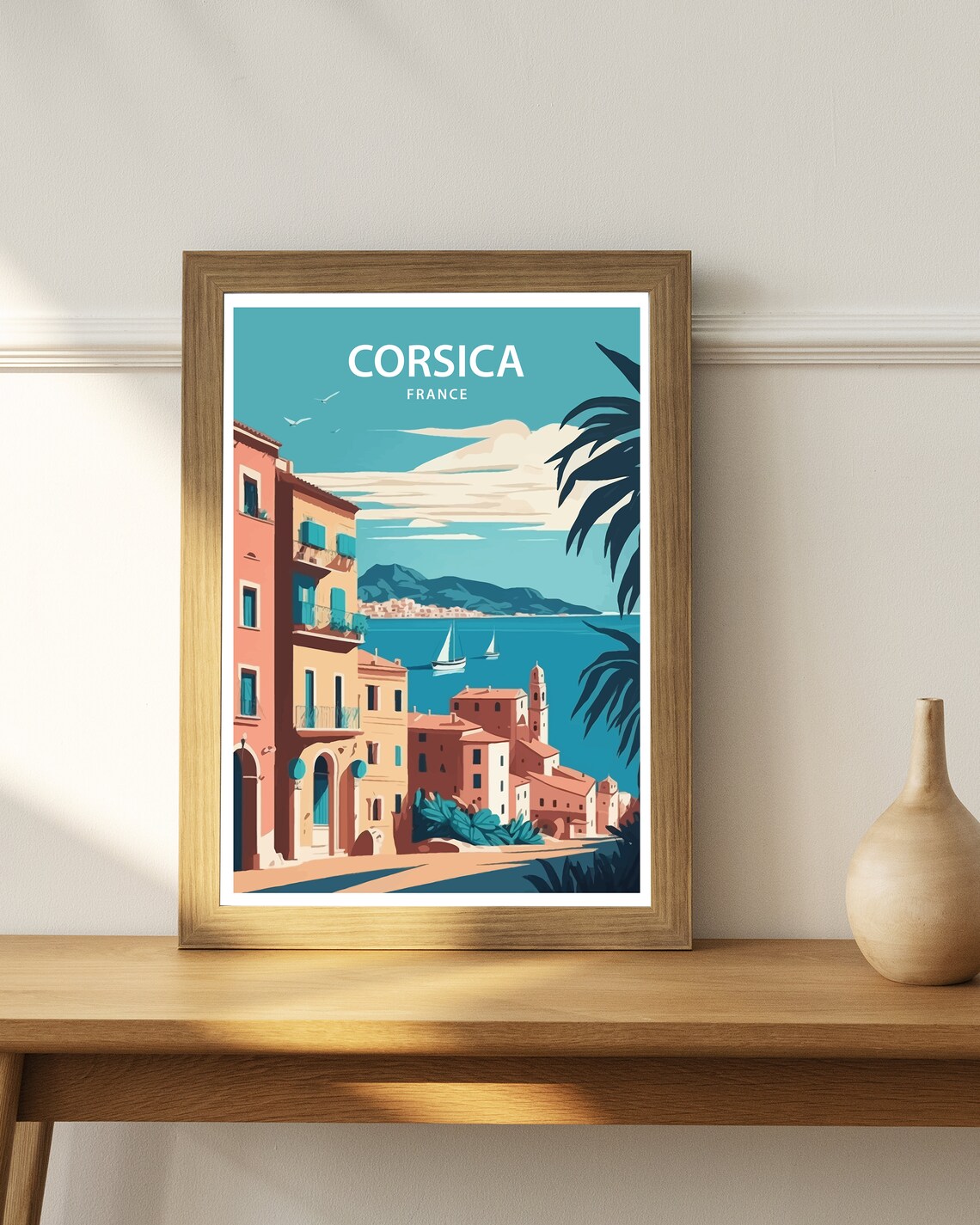 Corsica France Mediterranean Harbor Town And Sailboats Coastal Poster - Image 5