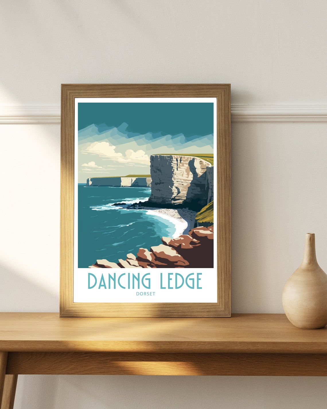 Dancing Ledge Dorset Limestone Cliffs Coast Vintage Travel Poster - Image 4
