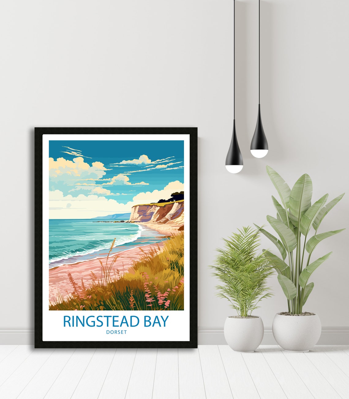Ringstead Bay Dorset Sandy Beach Golden Cliffs Shore Travel Poster - Image 4