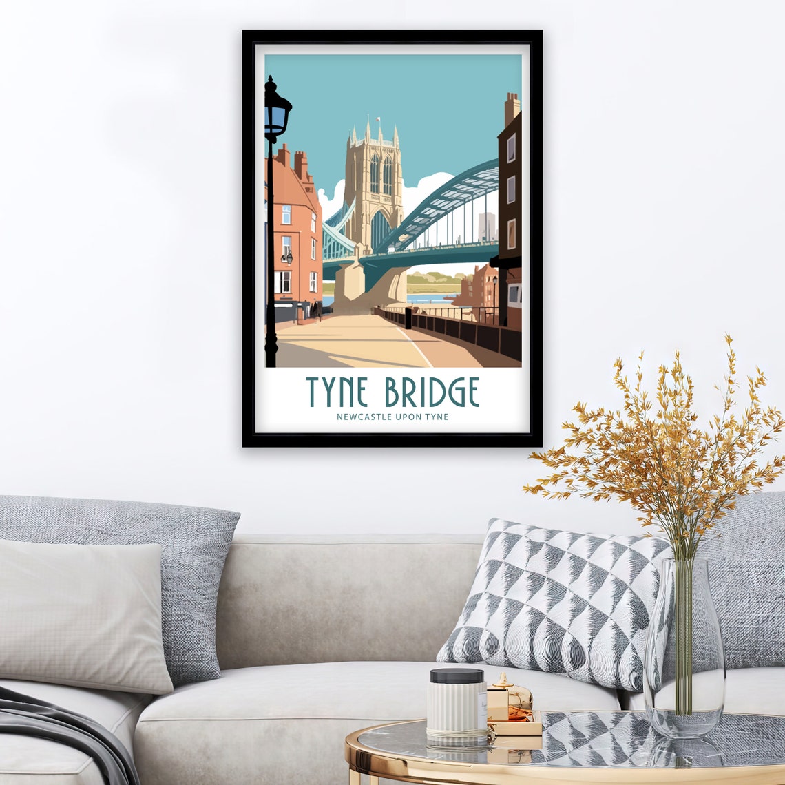 Tyne Bridge Newcastle Upon Tyne Quayside Landmark Vintage Poster - Image 4