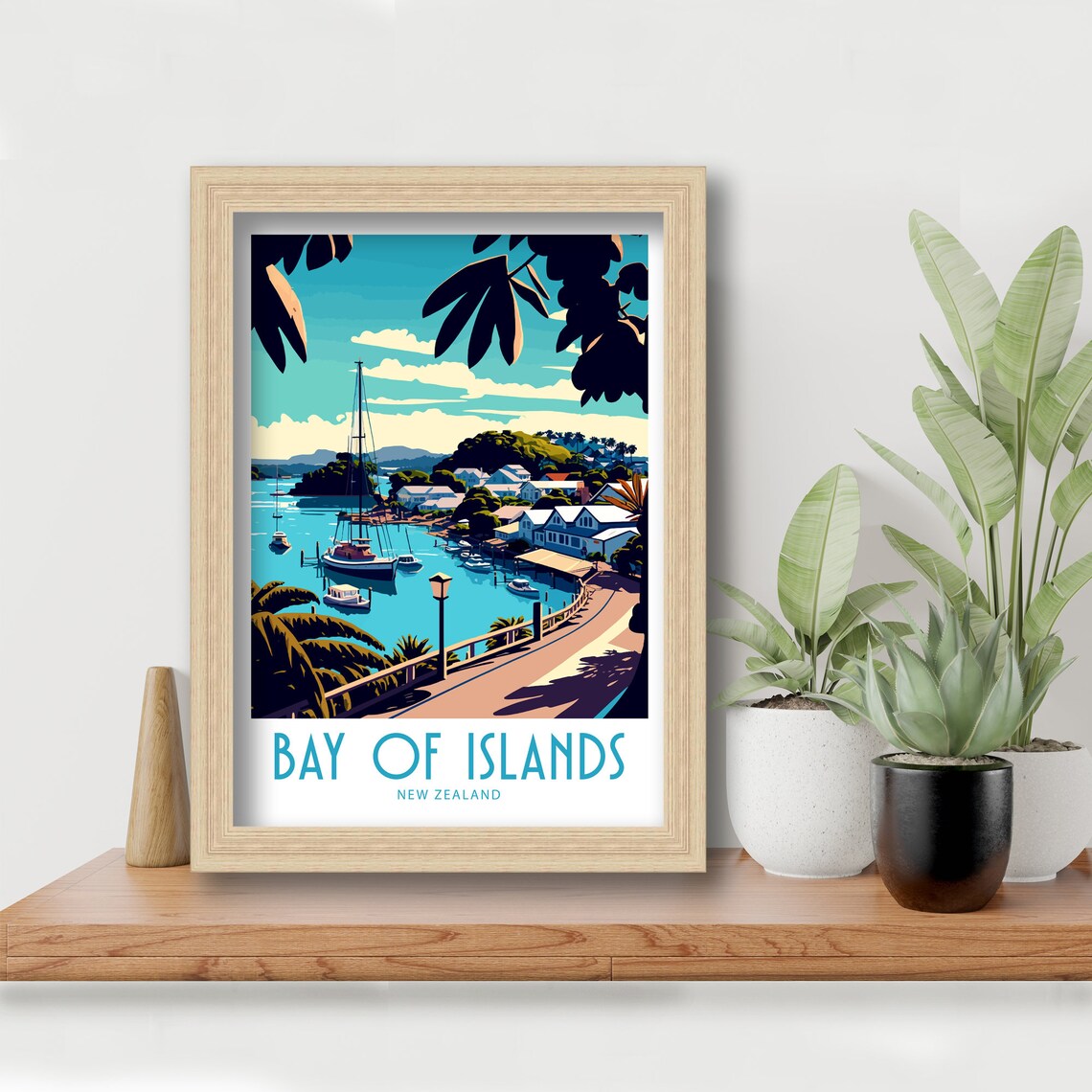 Bay Of Islands Travel Poster, New Zealand Travel Art - Image 5
