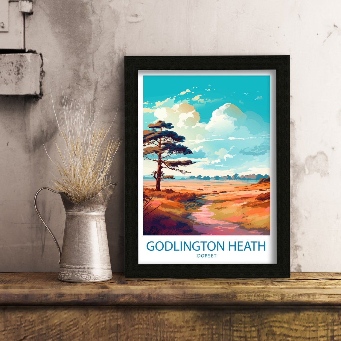 Godlingston Heath Dorset Pine Tree Sunset Heathland Trail Poster - Image 6