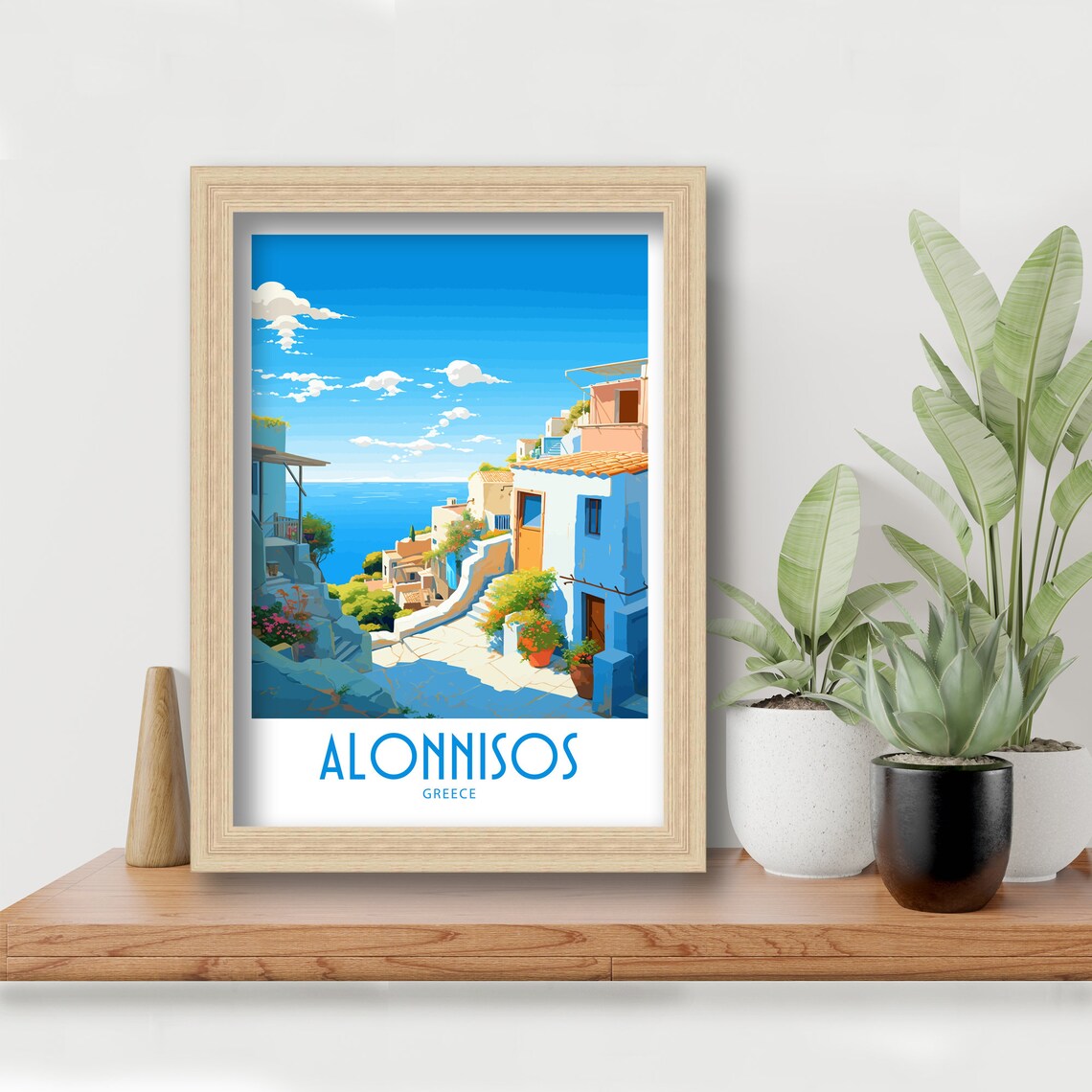 Alonnisos Greece Hillside Village Alley Sea Horizon Travel Poster - Image 6