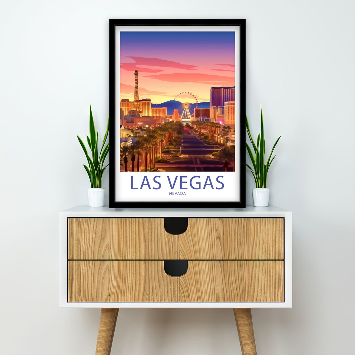 Las Vegas Nevada Eiffel Tower High Roller Sunset Boulevard Art Poster - Image 2