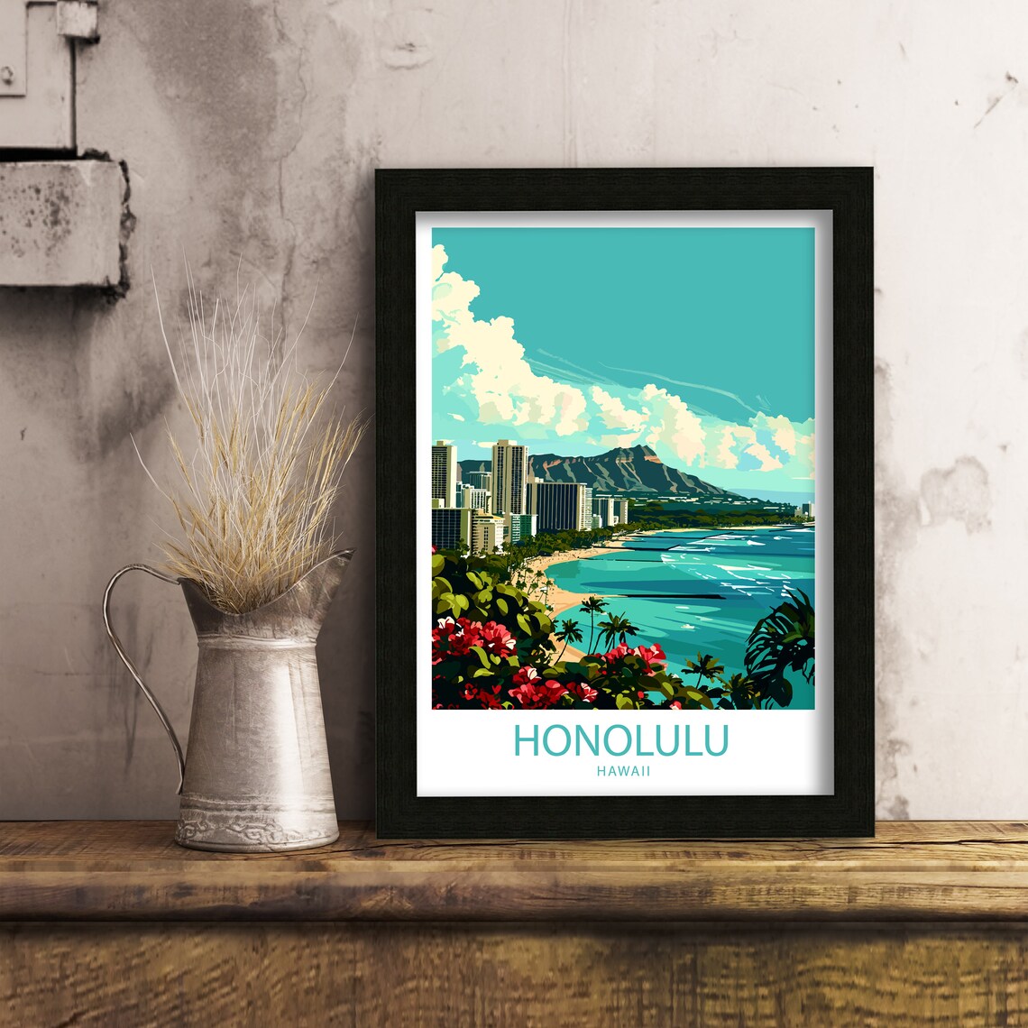 Honolulu Travel Poster, Hawaii City Wall Decor - Image 6