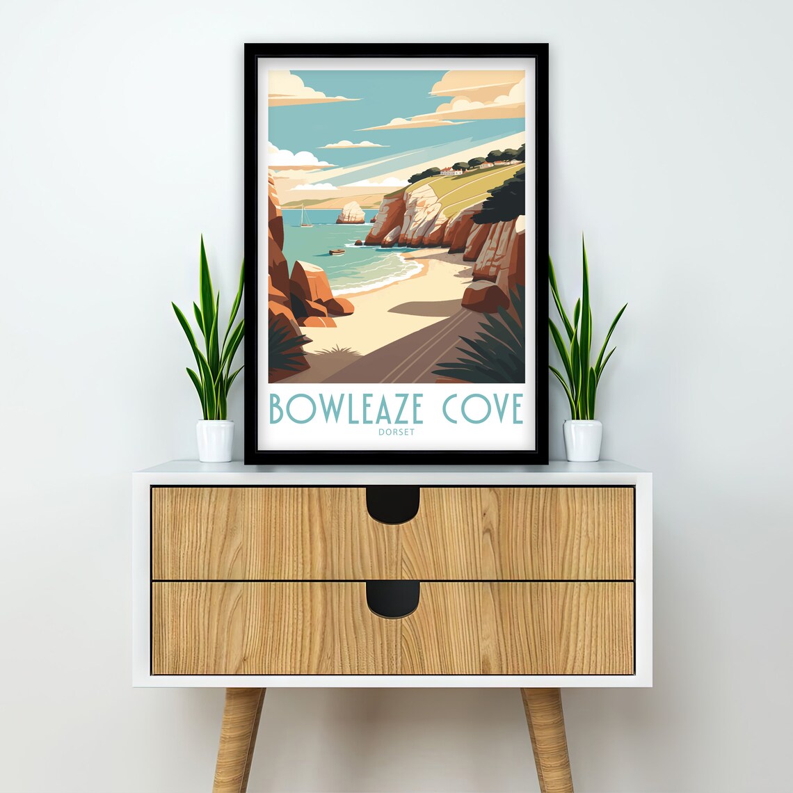 Bowleaze Cove Dorset Golden Rocky Beach Vintage Travel Poster - Image 2