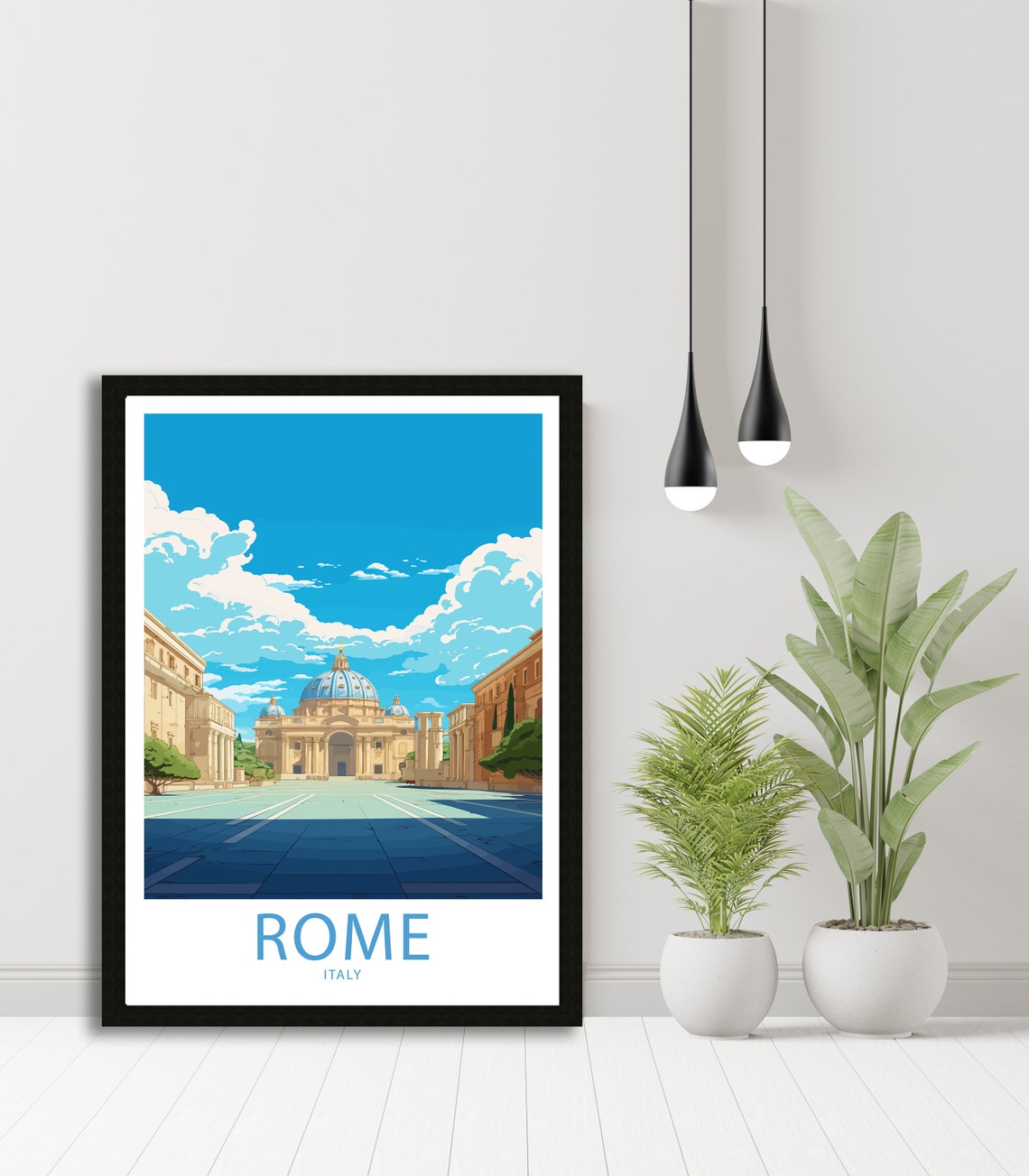 Rome Italy Saint Peters Basilica Square Bright Skyline Art Poster - Image 4