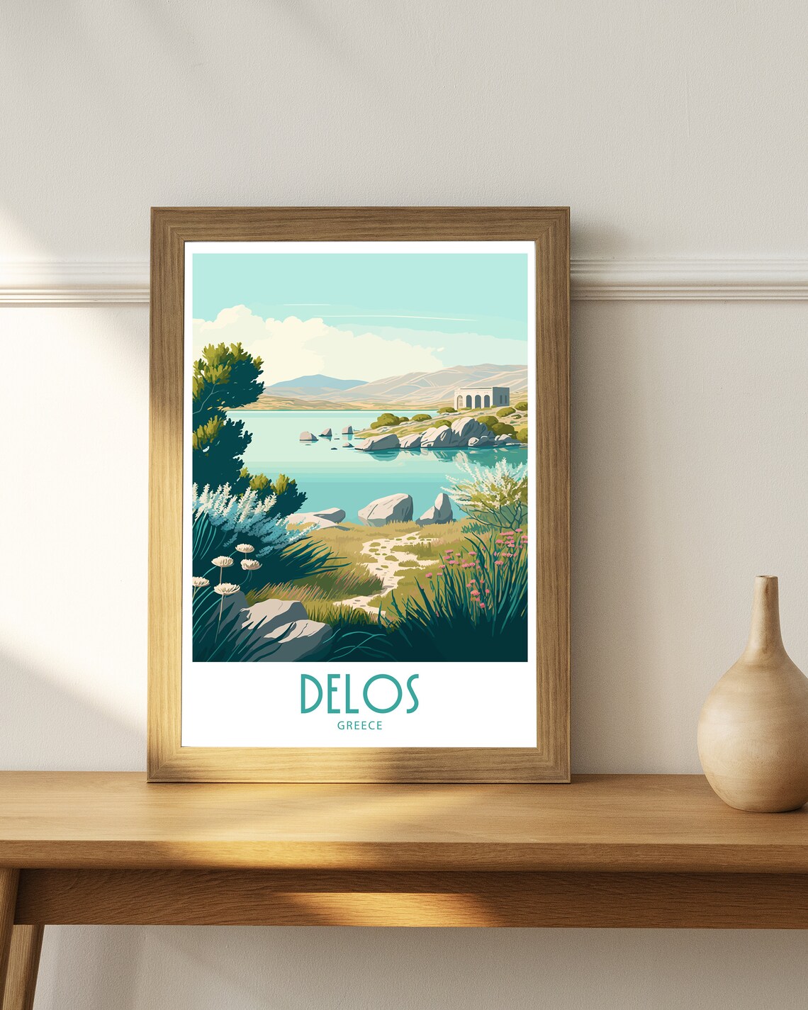 Delos Greece Serene Lagoon Wildflowers Ancient Ruins Travel Poster - Image 4