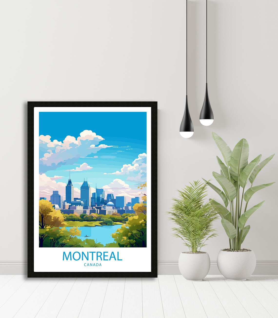 Montreal Canada Downtown Skyline Park Lake Vintage Travel Poster - Image 4