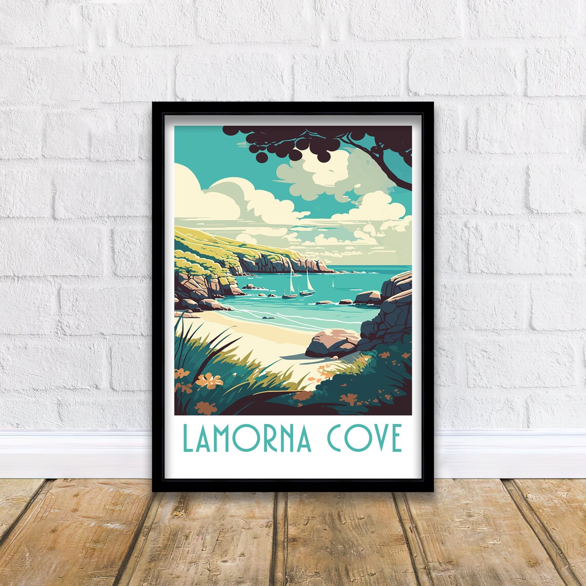 Lamorna Cove Cornwall Sailing Boats Hidden Cove Retro Travel Poster