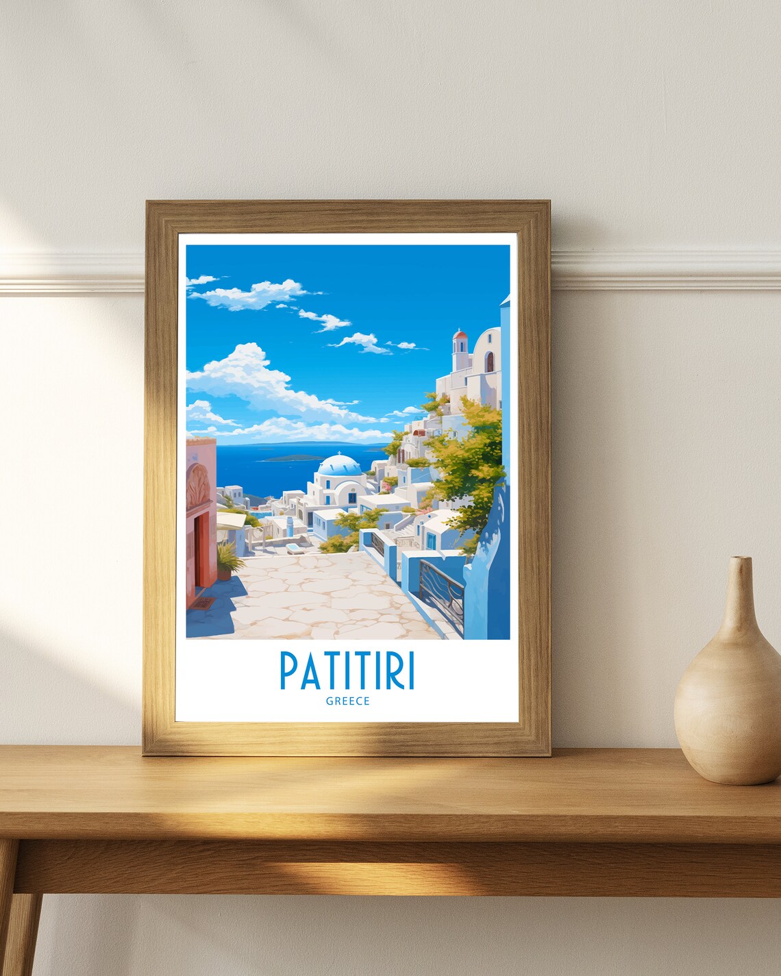 Patitiri Greece White Village Blue Dome Church Aegean Blue Sky Poster - Image 4
