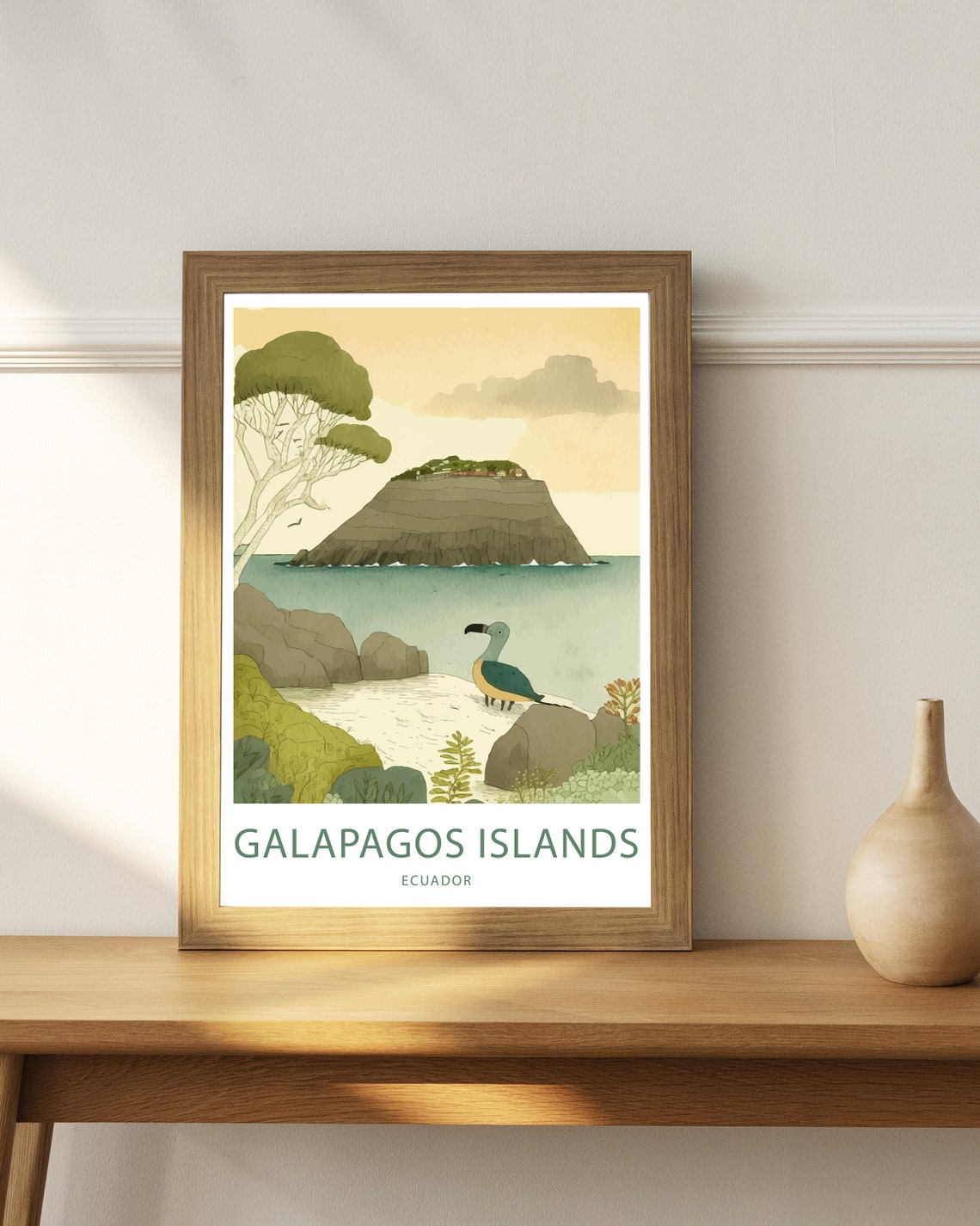 Galapagos Islands Ecuador Blue Footed Booby Vintage Island Art Poster - Image 4