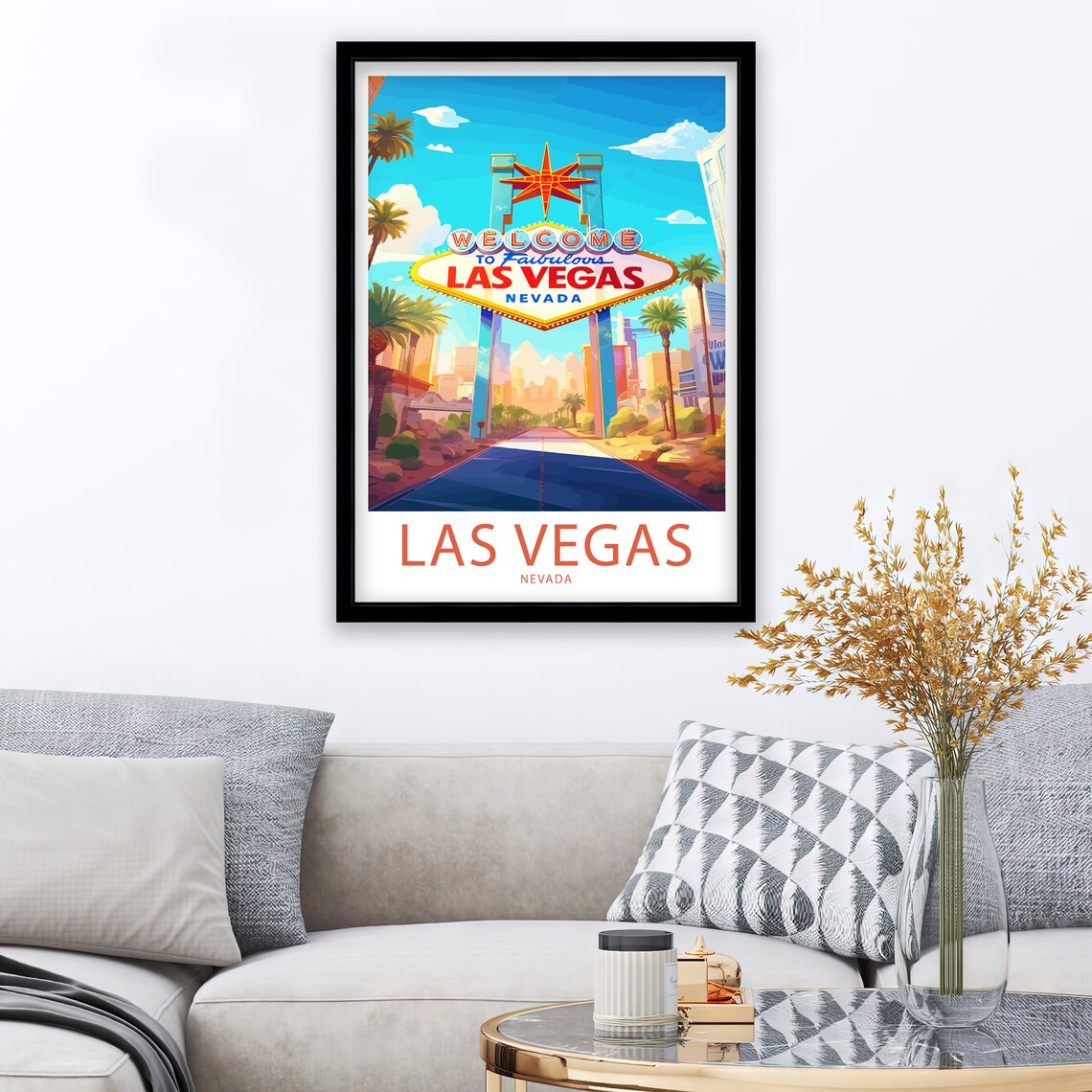 Las Vegas Nevada Welcome Sign Classic Roadside Icon Art Poster - Image 2