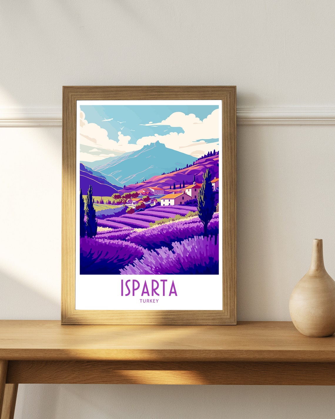 Isparta Turkey Lavender Fields in Bloom Vintage Travel Poster - Image 4