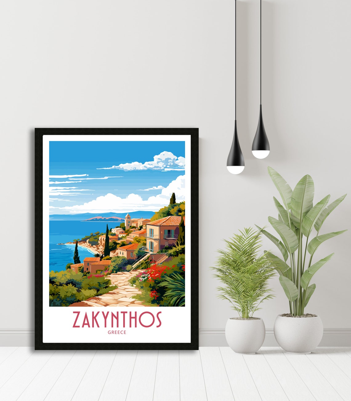 Zakynthos Greece Hillside Village Coastal Path Travel Poster - Image 5