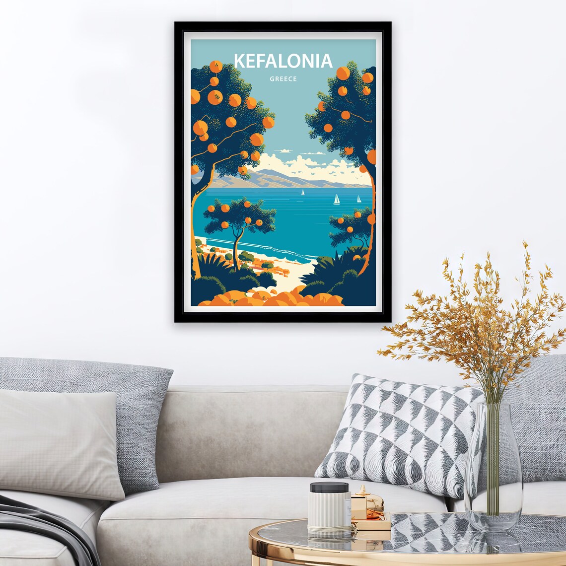 Kefalonia Travel Poster, Greece Beach Travel Art - Image 2