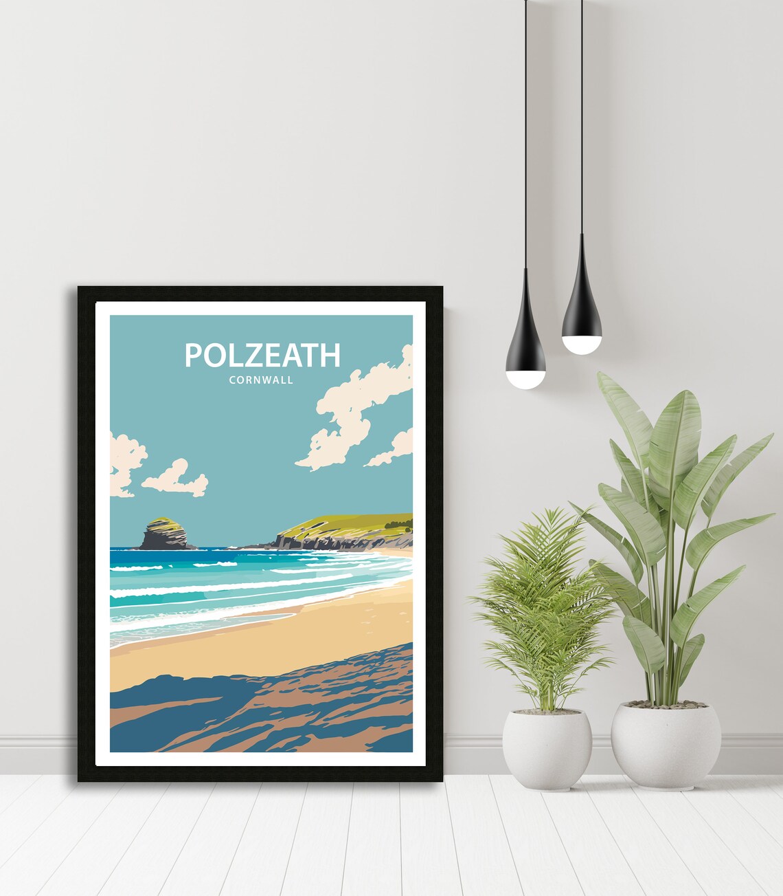 Polzeath Cornwall Travel Poster, Home Decor Print - Image 4