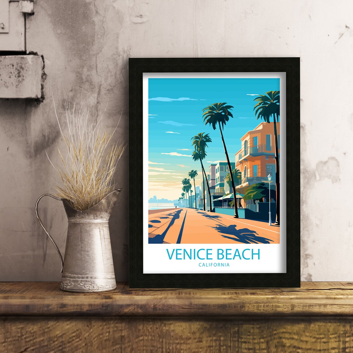 Venice Beach California Palm Lined Street Ocean Avenue Travel Poster - Image 6