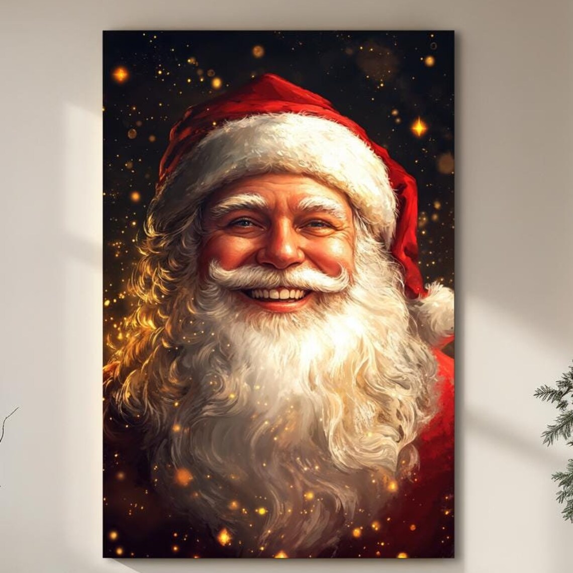 Joyful Santa Claus Portrait Christmas Poster Red Suit Holiday Magic Art