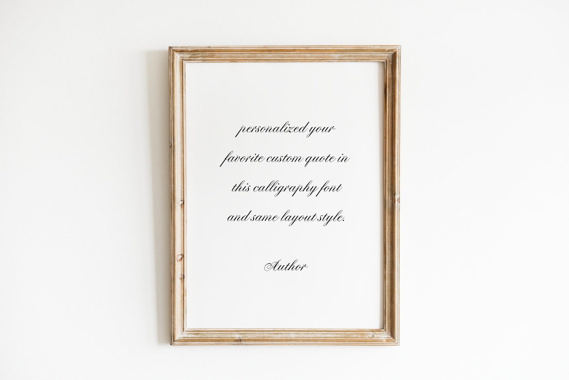 Calligraphy Custom Quote Sample Card Personalized Font Option Poster