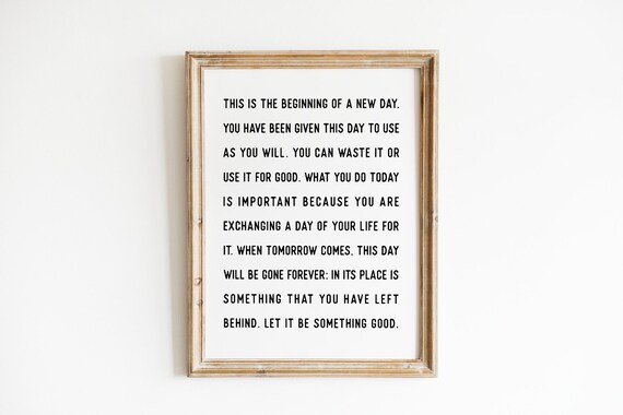This Is The Beginning Of A New Day Inspirational Prose Quote Poster