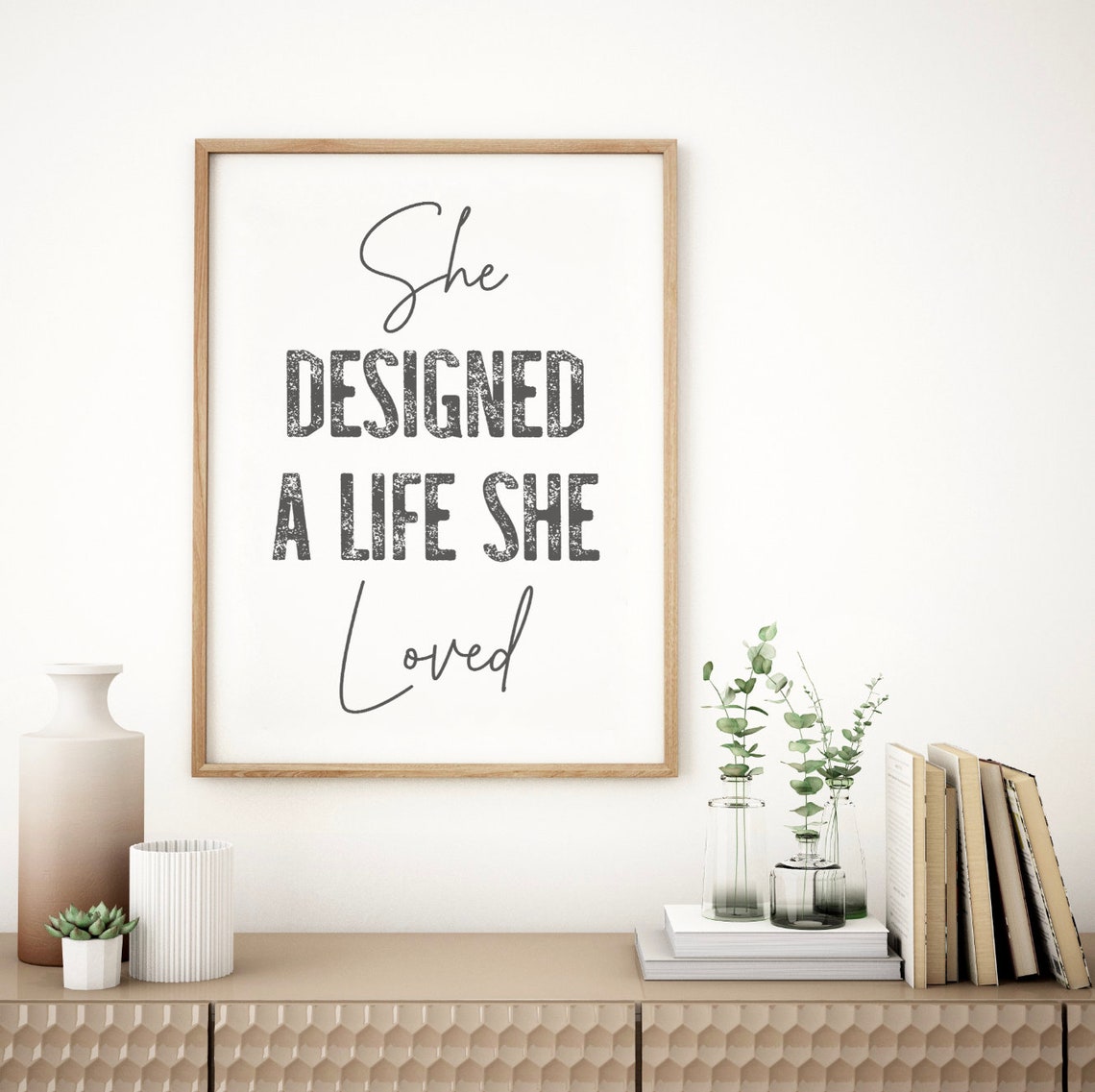 She Designed A Life She Loved Feminist Quote Typography Poster - Image 2