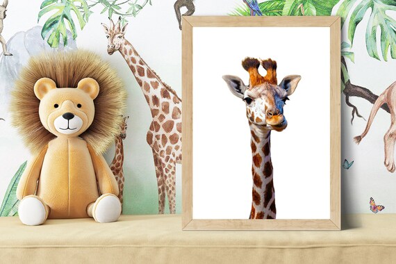 Sweet Baby Giraffe Close Up Portrait Safari Nursery Animal Poster