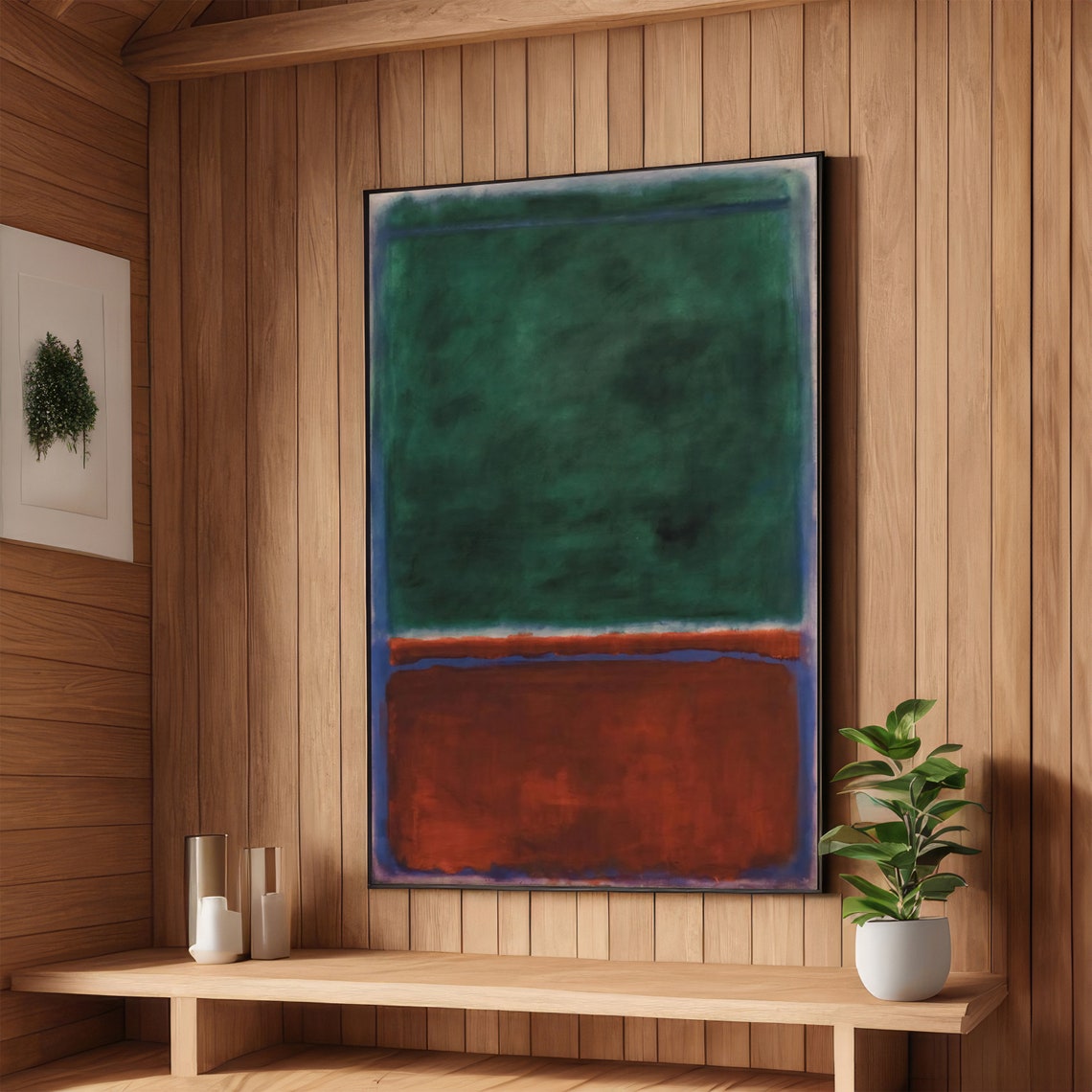 Forest Green and Rust Red Rothko-Inspired Color Field Poster