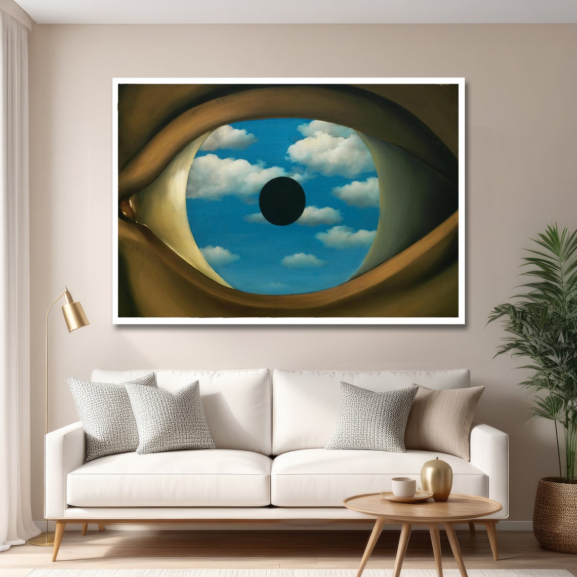 Magritte The False Mirror Giant Eye with Cloudy Blue Sky Poster - Image 6