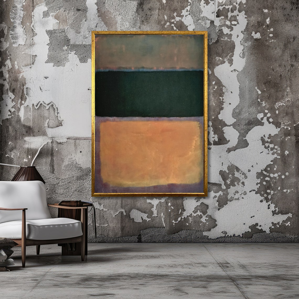 Earthy Green and Orange Rothko-Inspired Color Field Art Poster - Image 3