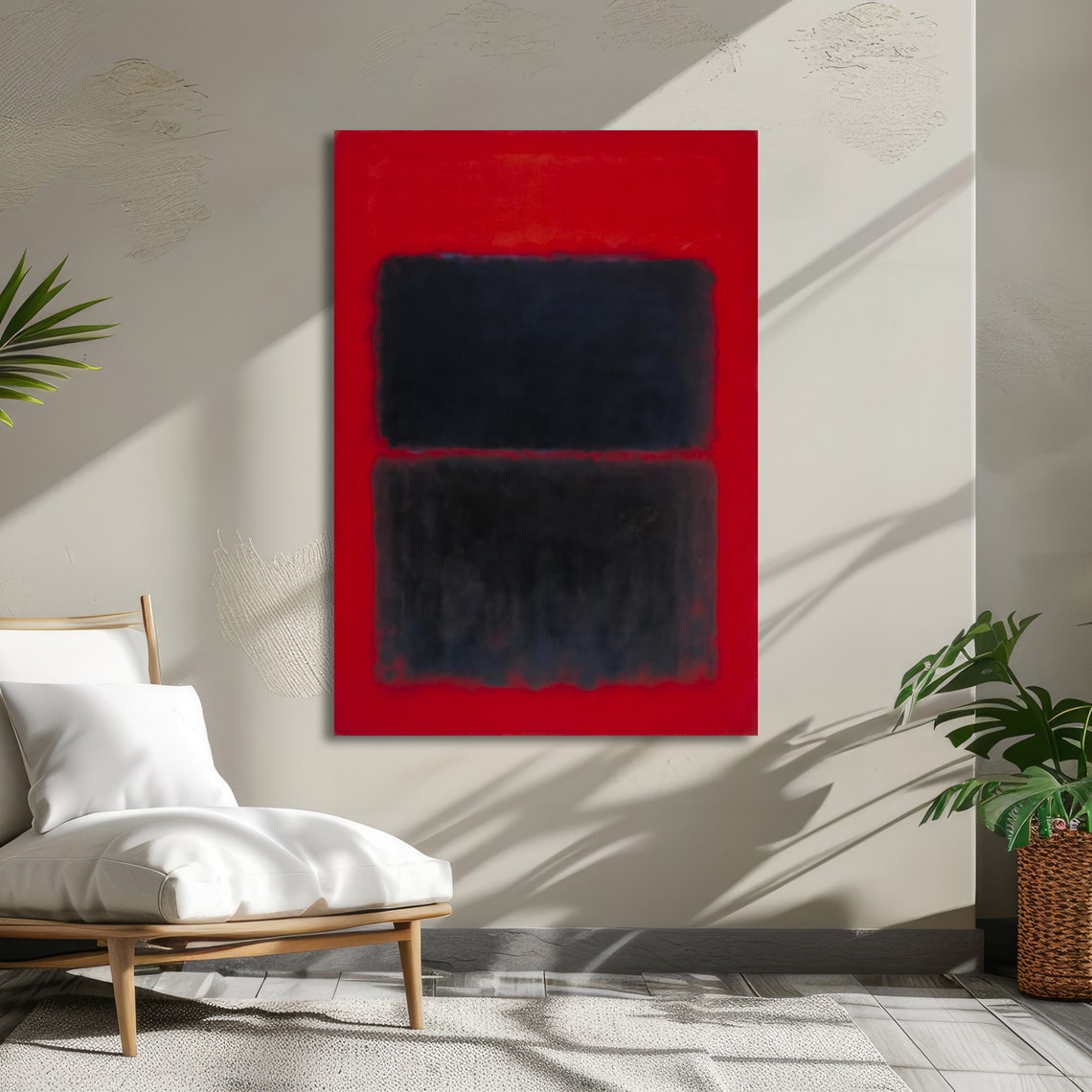 Bold Black on Crimson Red Rothko Style Abstract Color Poster - Image 2