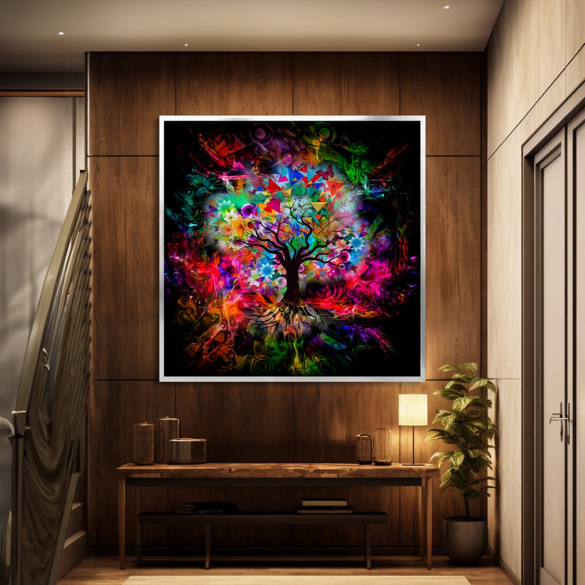 Vibrant Tree Of Life Colorful Nature Art Ready To Hang Wall Decor - Image 5