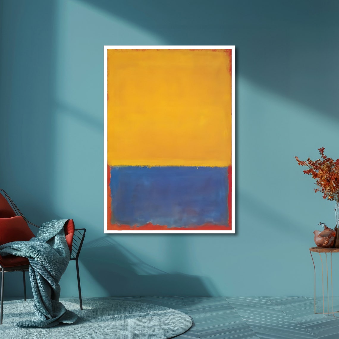 Golden Yellow and Blue Rothko-Inspired Bold Abstract Art Poster - Image 6