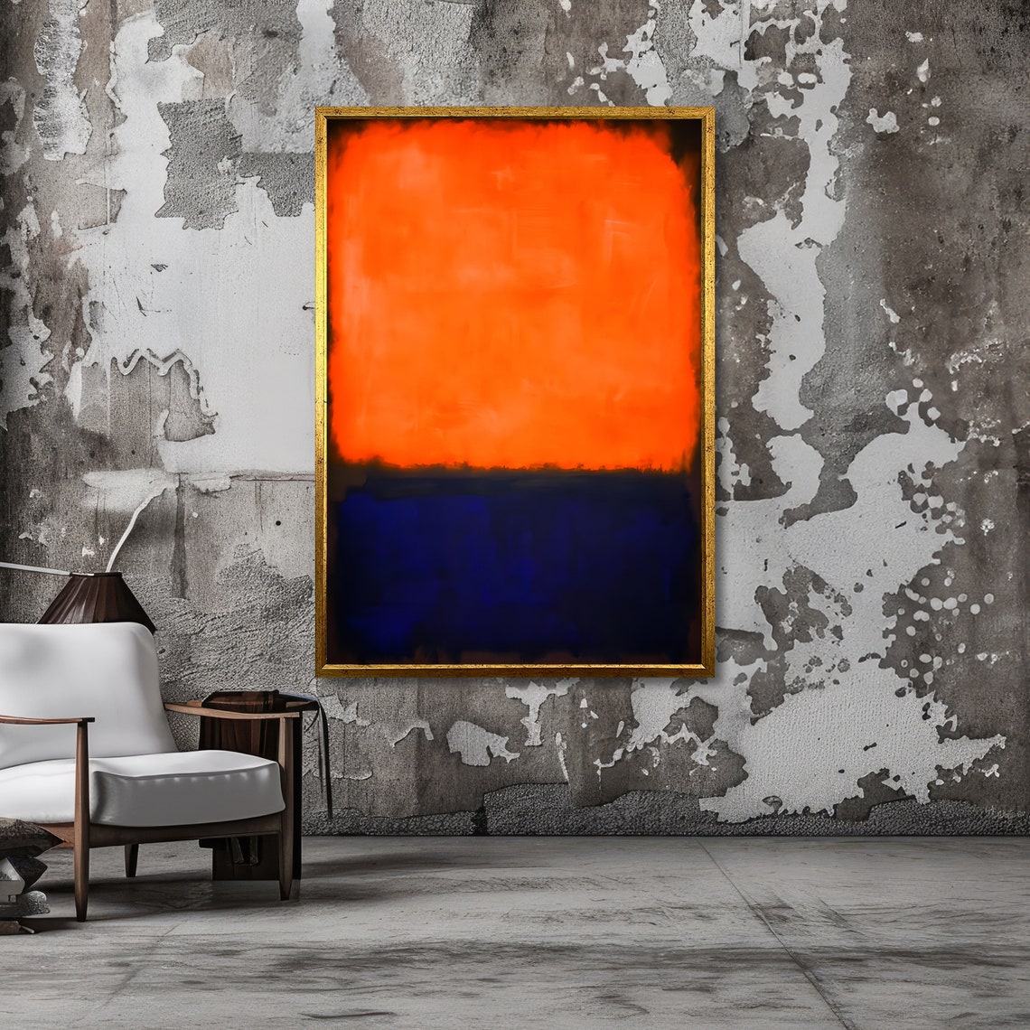 Tangerine Orange and Cobalt Blue Rothko Style Abstract Poster - Image 2
