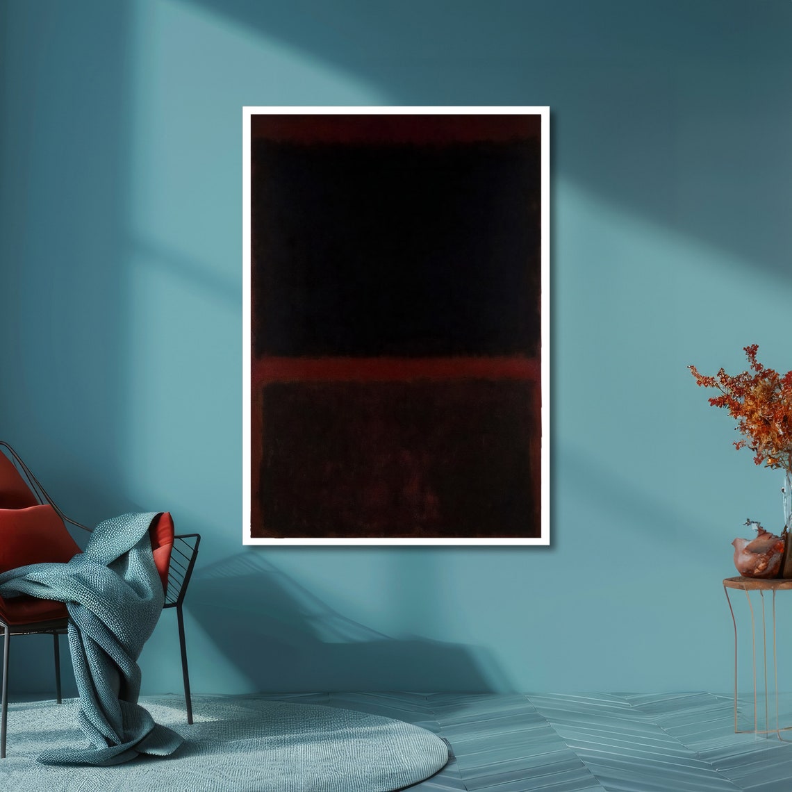 Midnight Black with Deep Red Edges Rothko Style Abstract Poster - Image 6